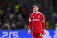Paris, France - April 8: Andy Robertson of Liverpool FC gestures during the UEFA Champions League 2025/26 Quarter-Final First Le