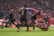 Alexis Mac Allister of Liverpool is fouled by Willian Pacho leading to a penalty being awarded