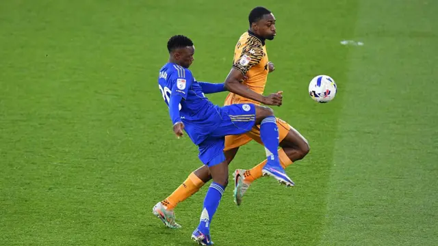 Patson Daka has an attempt at goal against Hull