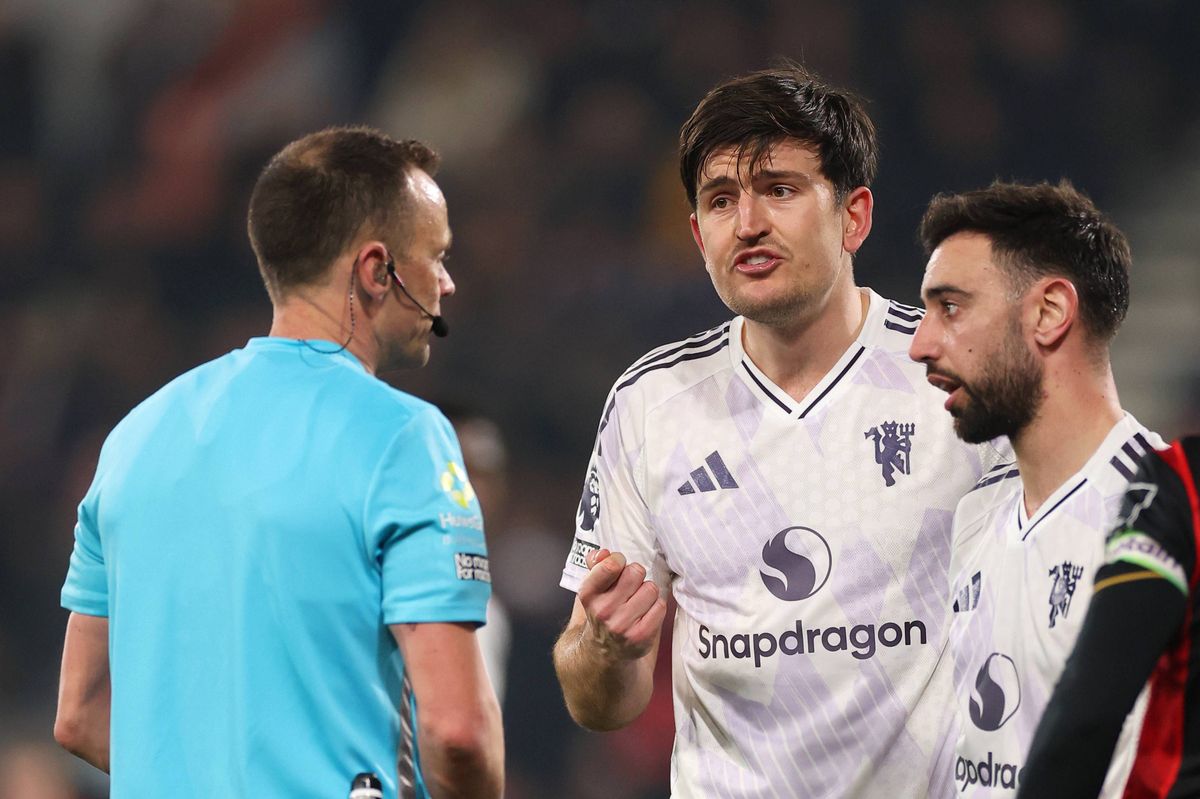 Harry Maguire after he is shown a red card during the Premier League match between Bournemouth and Manchester United at Vitality Stadium. 