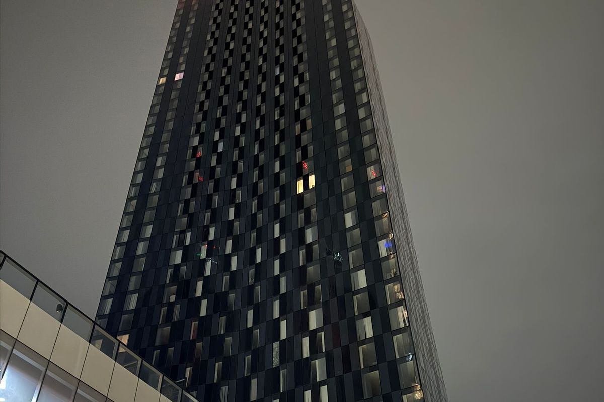 West Tower remained darker than its neighbours on Friday