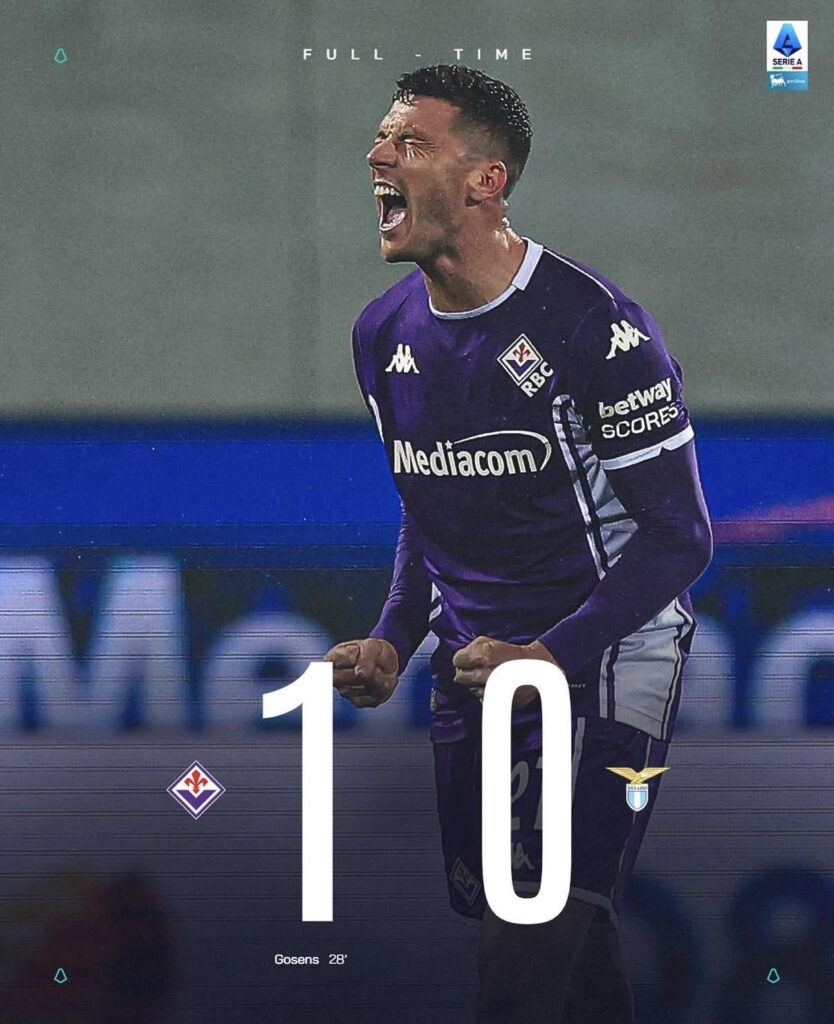 Fiorentina likely safe from relegation now after beating Lazio 1-0 to get 8 point gap from relegation.
