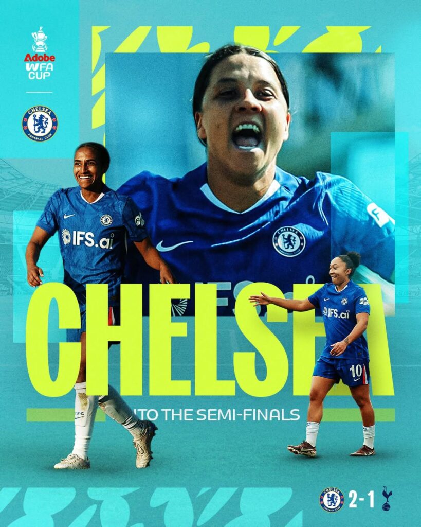 Chelsea Women are headed to the Women's FA Cup Semi Finals!