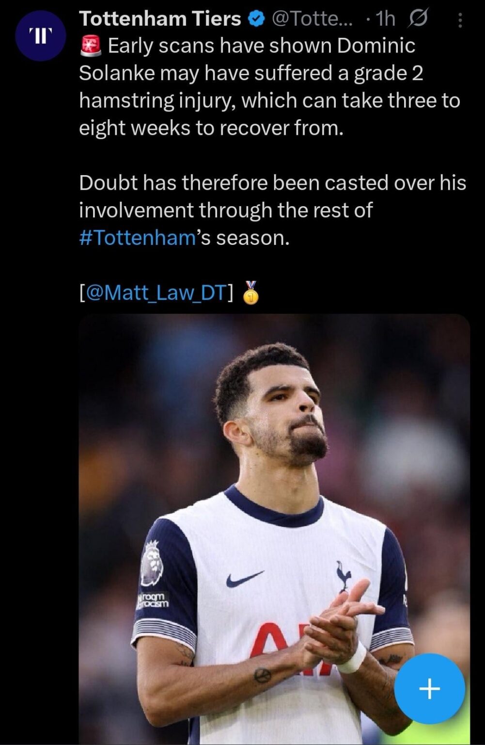 Another Spurs player injured