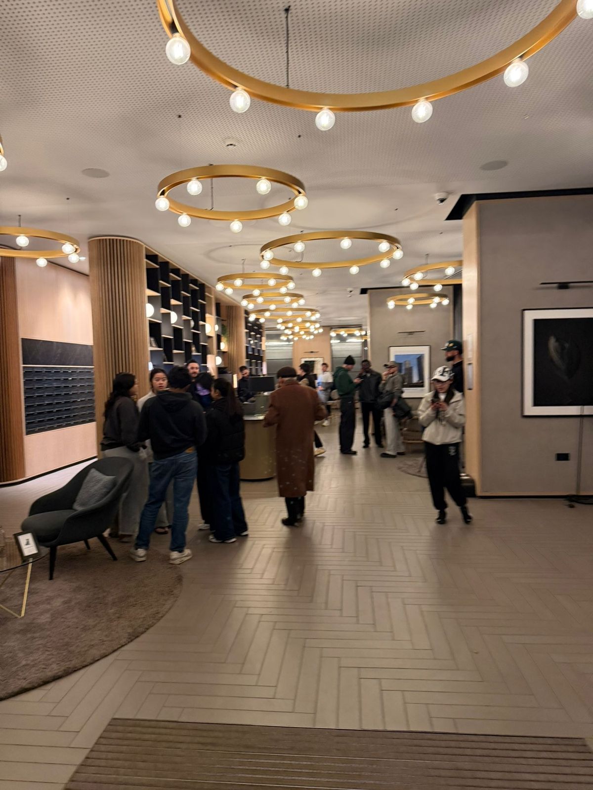 Residents in the reception as they vacated on Thursday