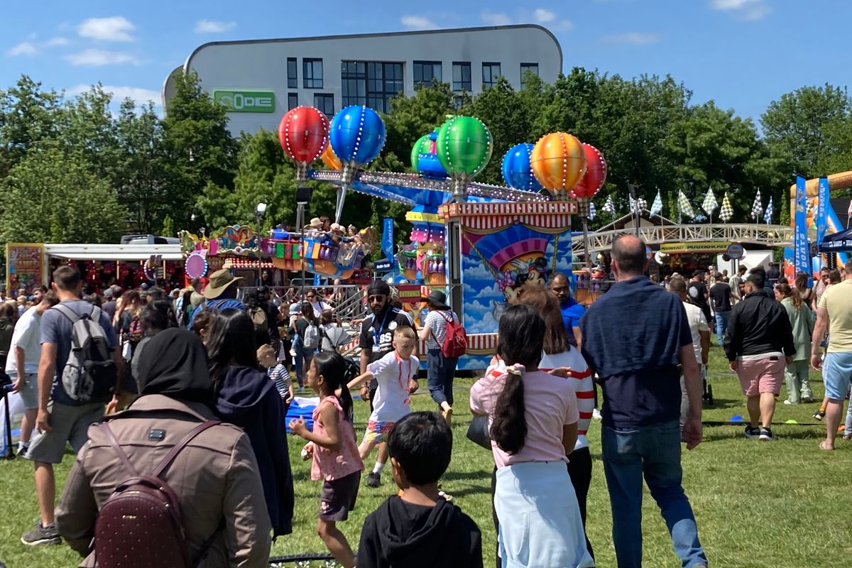 The Riverside Festival set up in previous years next to River Soar and Bede Park 