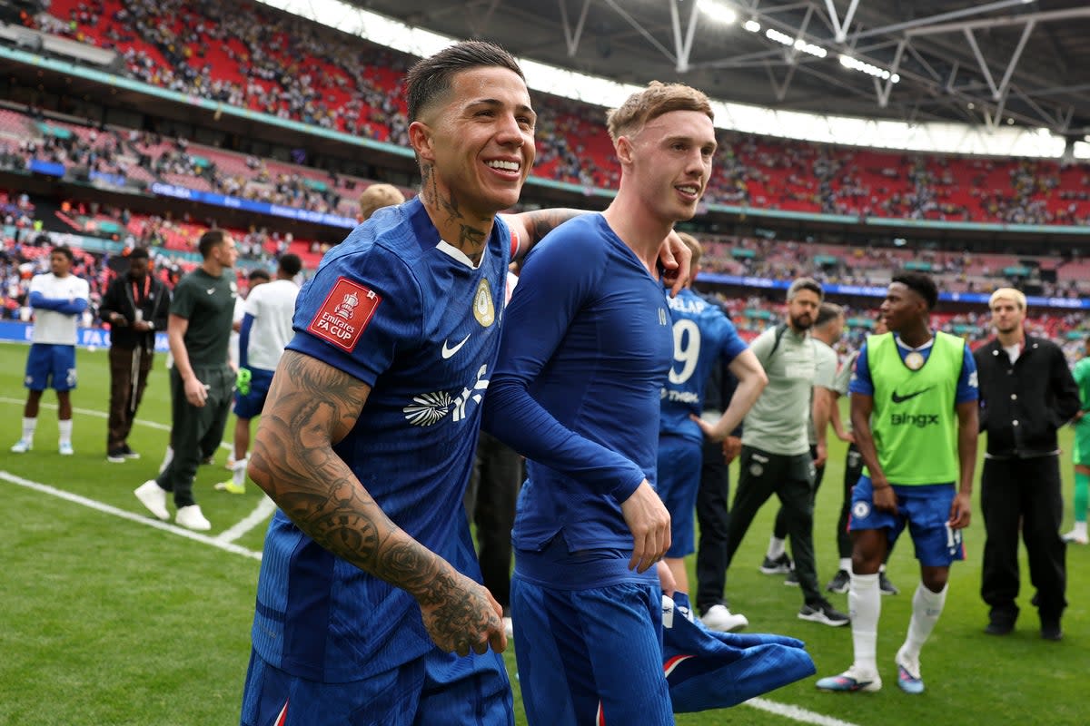 Enzo Fernandez (left) was the match winner for Chelsea in the FA Cup semi-final against Leeds (The FA via Getty Images)