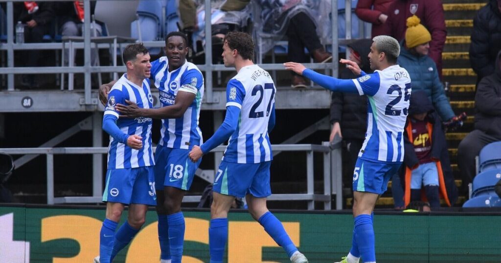 Wieffer brace as Brighton push Burnley closer to Premier League relegation