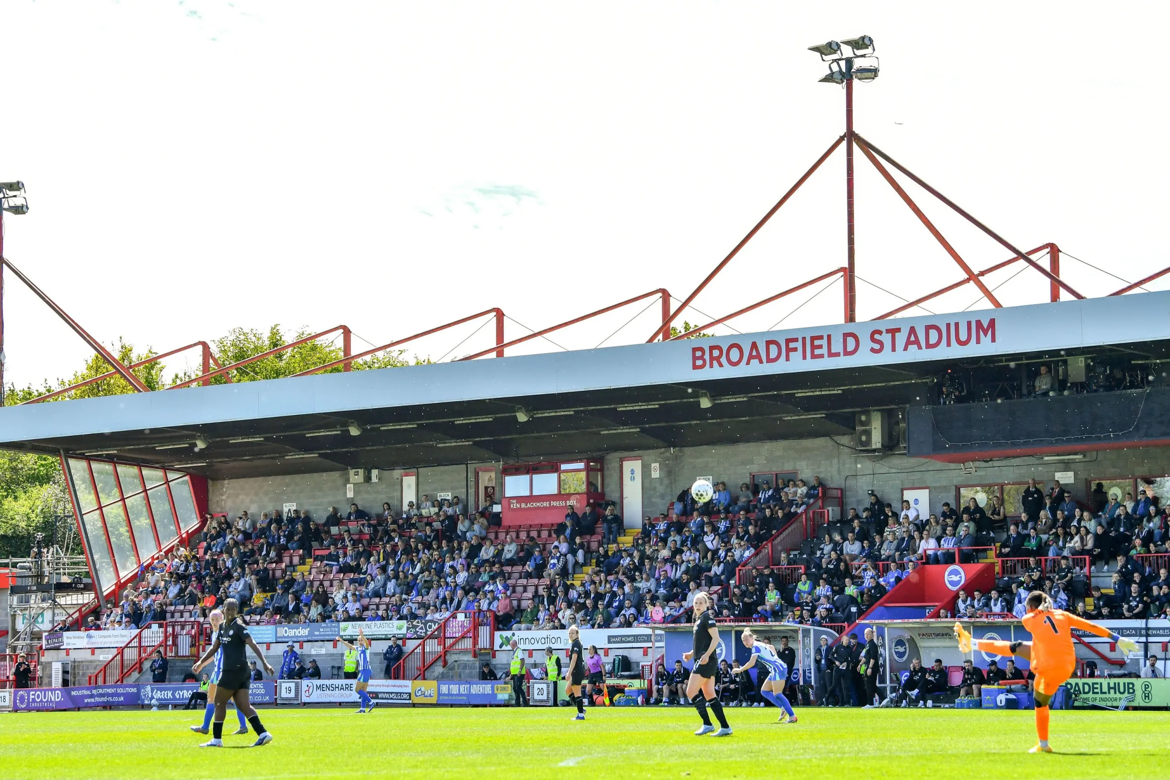 Barclays Women's Super League football match between Brighton & Hove Albion and Manchester City at Broadfield Stadium.
