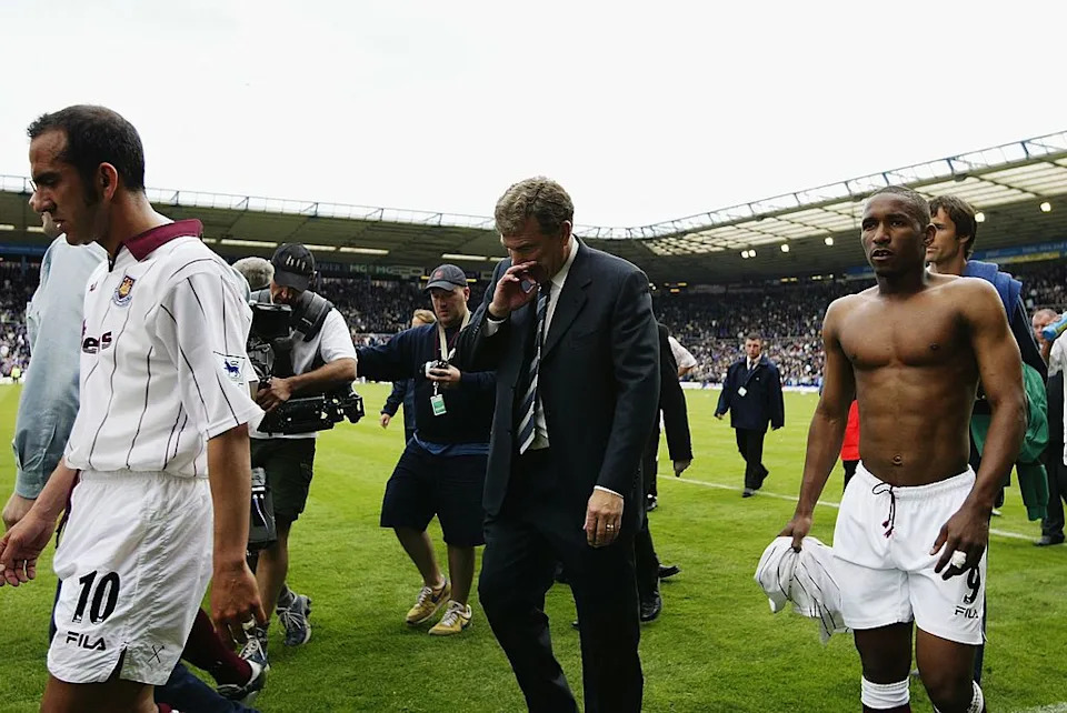  Paolo Di Canio, Trevor Brooking and Jermain Defoe walk off the pitch at St Andrew's after their Premier League relegation was confirmed at Birmingham City on the final day of the 2002/03 season. 