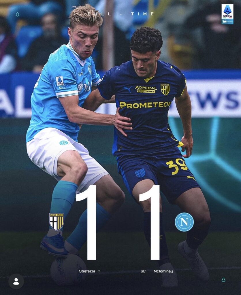 Napoli drops 2 crucial points to Parma