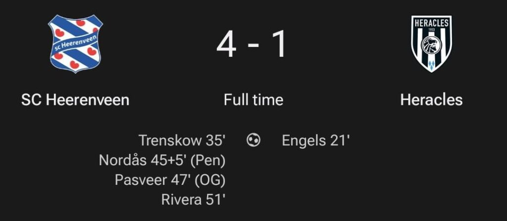 Heerenveen wint met gemak van Heracles