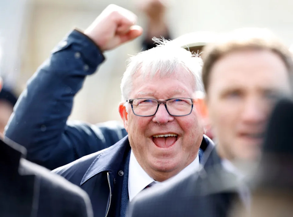 CHELTENHAM, UNITED KINGDOM - MARCH 13: (EMBARGOED FOR PUBLICATION IN UK NEWSPAPERS UNTIL 24 HOURS AFTER CREATE DATE AND TIME) Sir Alex Ferguson watches his horse 'Caldwell Potter' run in and win the Jack Richards Novices' Limited Handicap Chase on day 3 'St Patrick's Thursday' of the Cheltenham Festival at Cheltenham Racecourse on March 13, 2025 in London, England. (Photo by Max Mumby/Indigo/Getty Images)