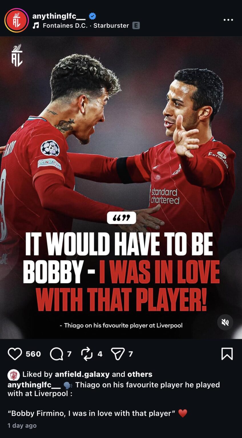 Crazy how every single former player says their favourite teammate was Bobby Firmino 🇧🇷♥️
