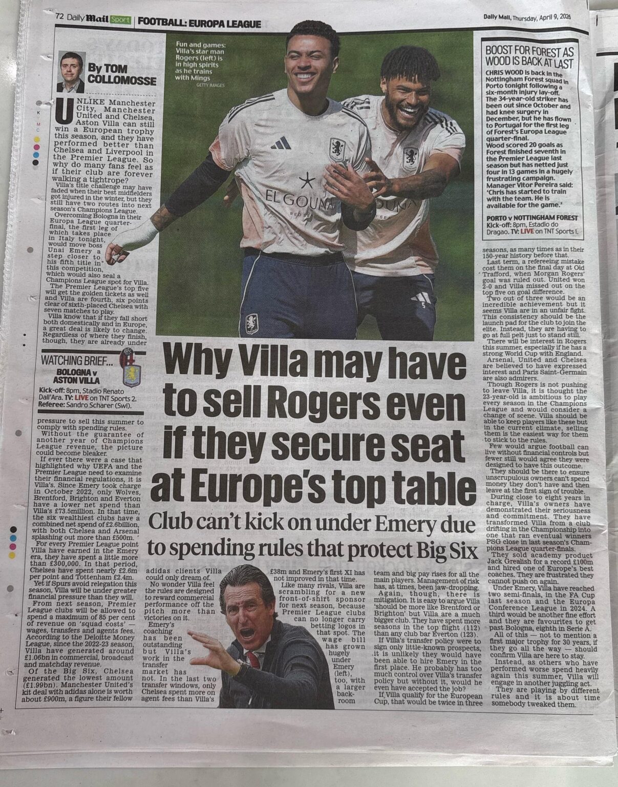Very good article about Villa’s finances in the Daily Mail today