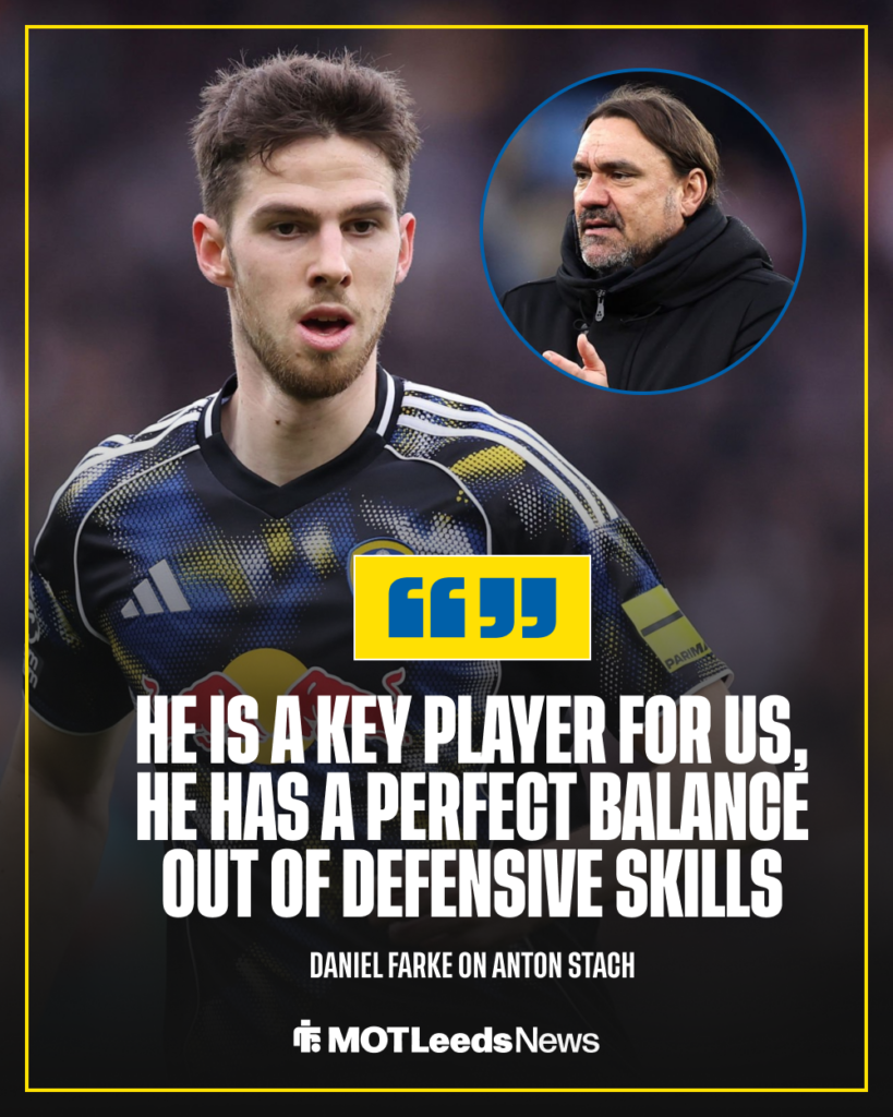 Daniel Farke speaking about Leeds United midfielder Anton Stach