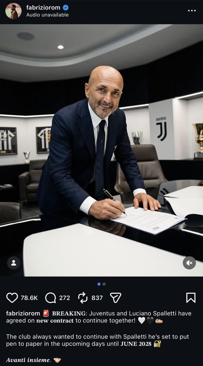Juventus and Luciano Spalletti have agreed on new contract to continue together! 🤍🖤✍️