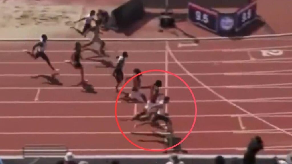 Australia sprinter Eddie Nketia runs wind illegal time (+2.8m/s) of 9.84s in the 100m