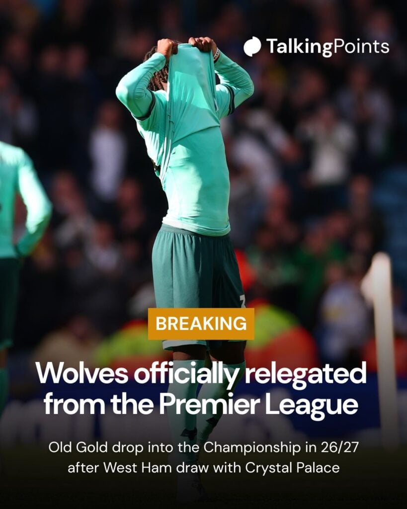 Graphic showing Wolves' relegation.