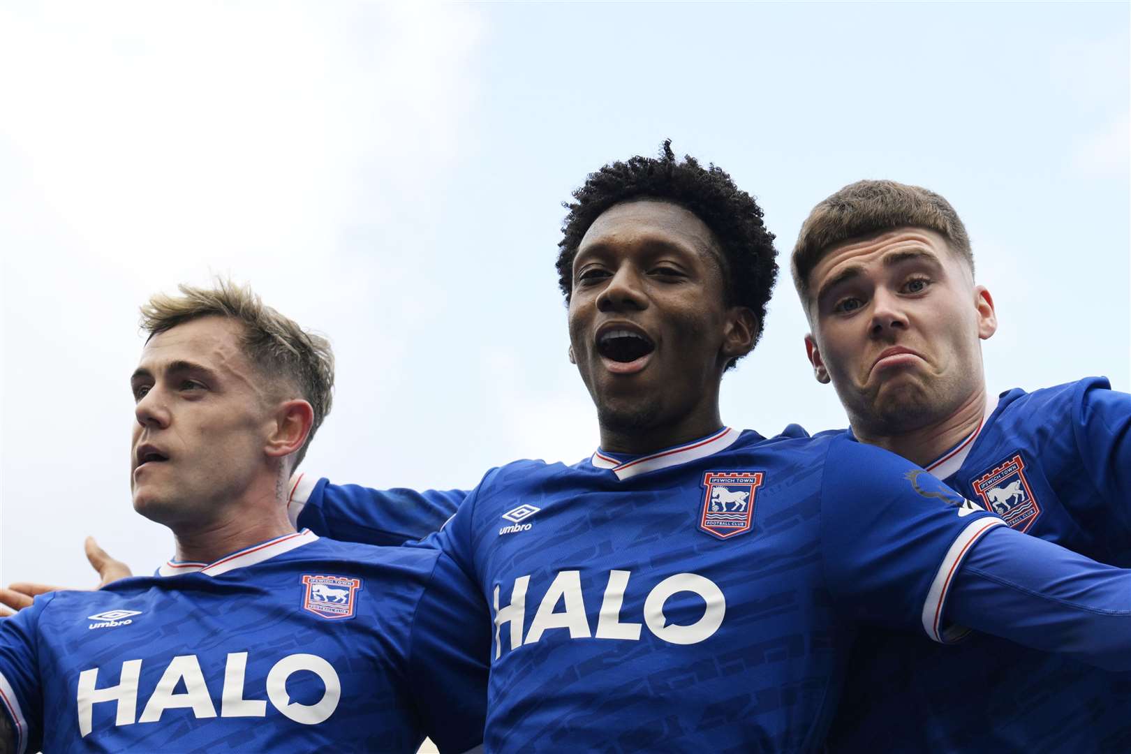 Jaden Philogene celebrates scoring in the derby at Portman Road earlier in the season. Picture: Barry Goodwin