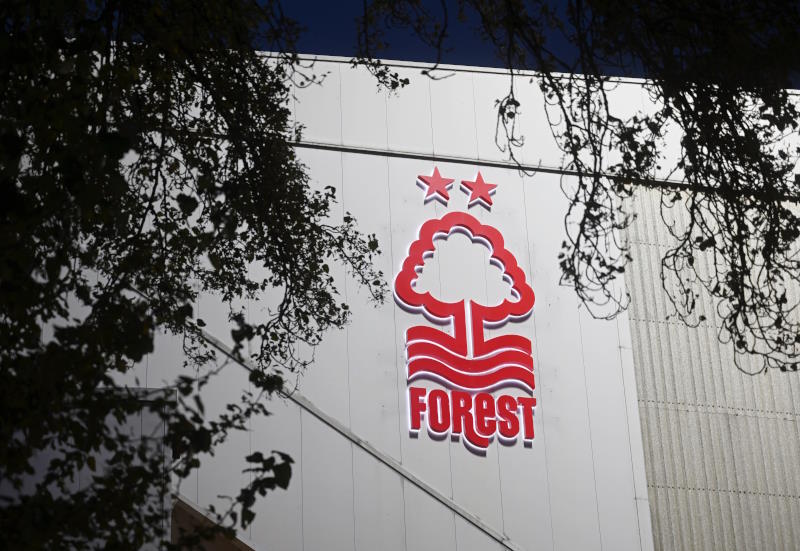 Nottingham Forest's badge seen on the side of the City Ground