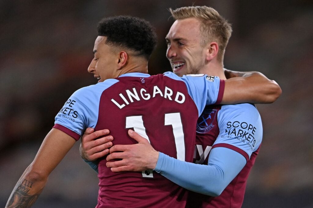 Jesse Lingard and Jarrod Bowen at West Ham United