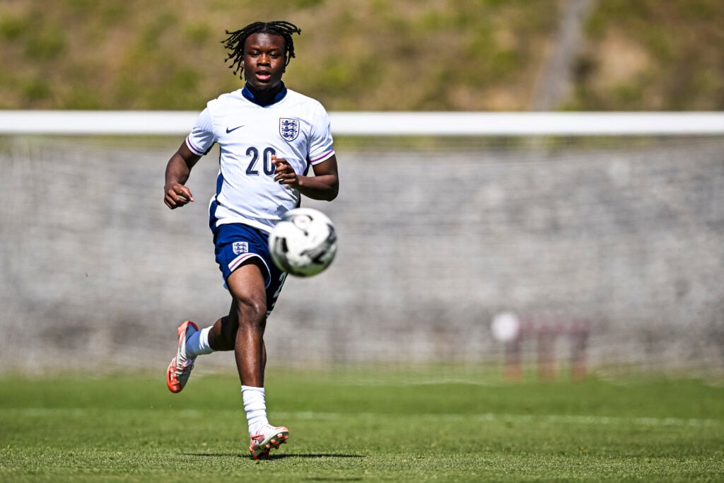 Emeka Adiele during Portugal v England - U18 Men's International