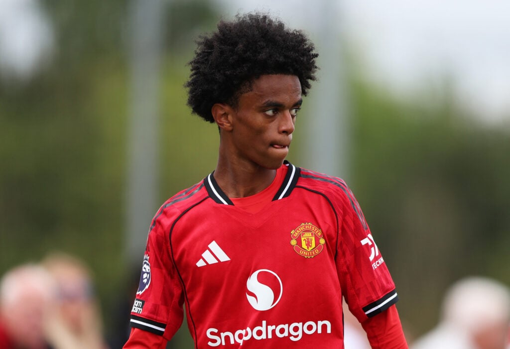 Yuel Ghebreyesus Helafu of Manchester United during the U18's Premier League match between Derby County and Manchester United at Moor Farm Training Centre on August 30, 2025