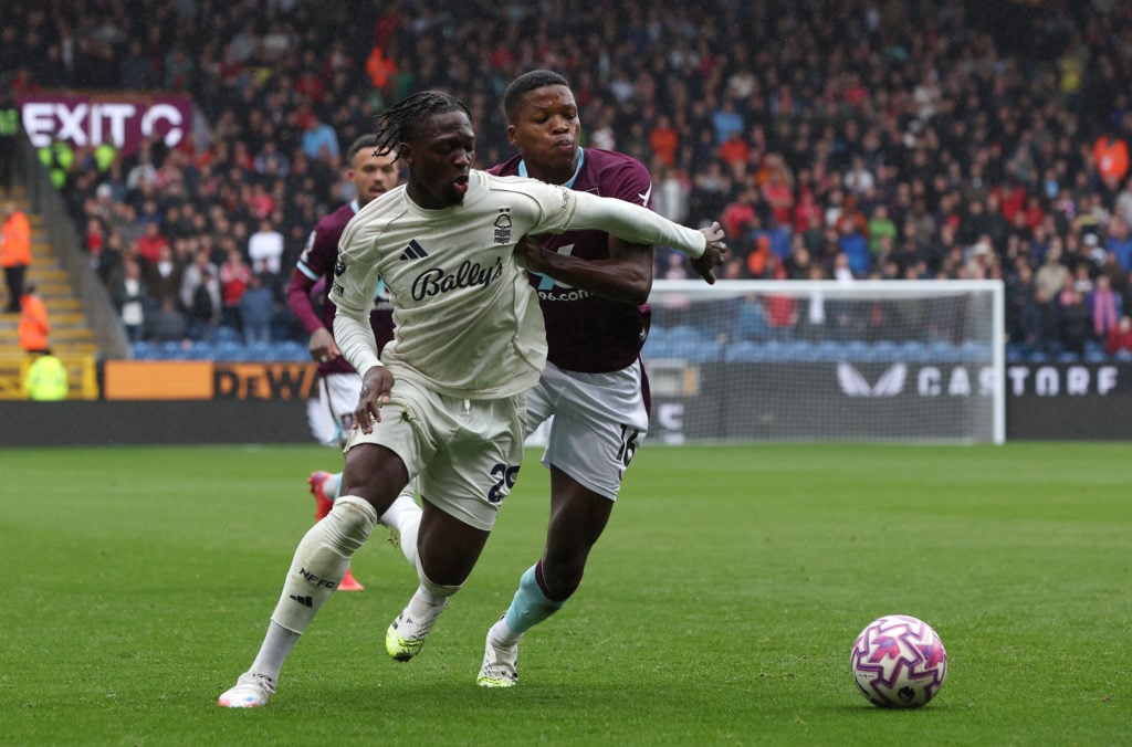 Dilane Bakwa battles during Nottingham Forest's clash with Burnley