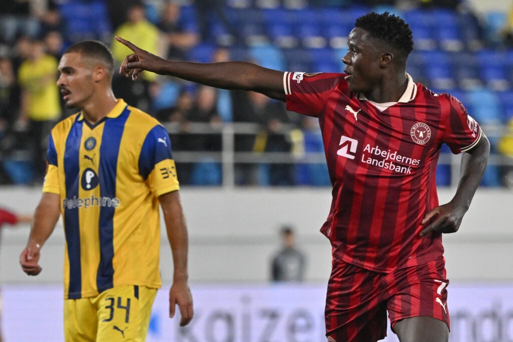 Franculino Dju celebrates a goal for FC Midtjylland