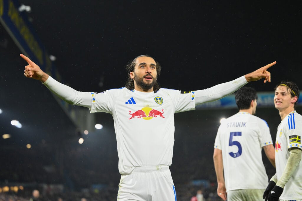 Dominic Calvert-Lewin celebrates scoring for Leeds United