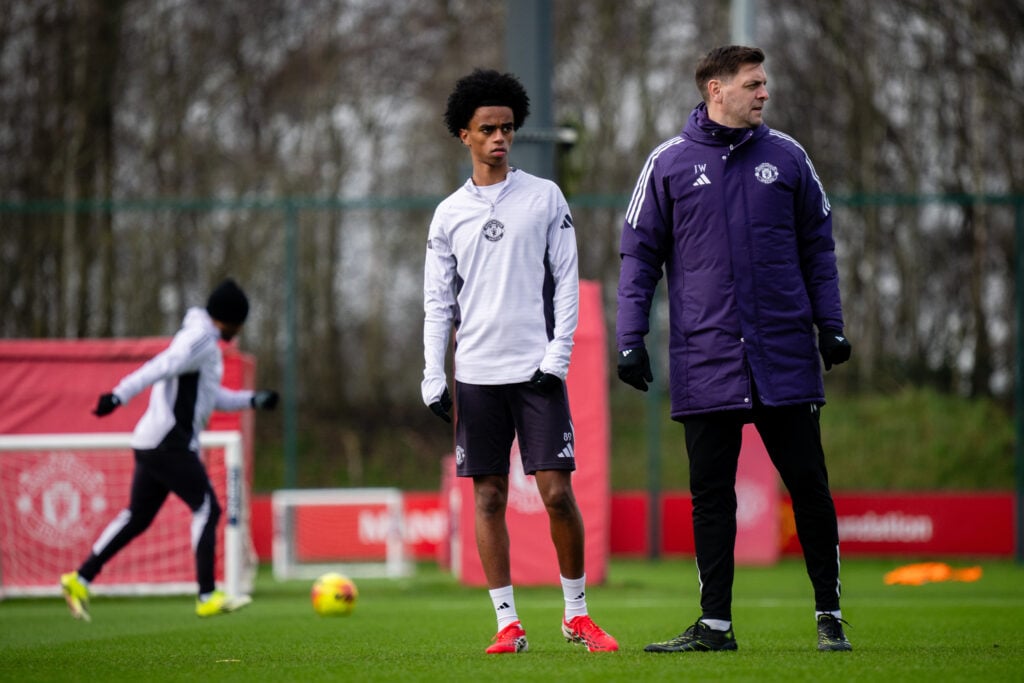 Yuel Helafu during Manchester United training session.