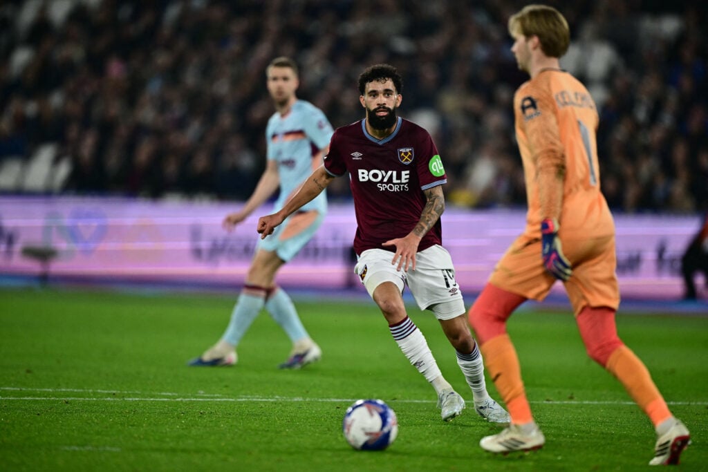 Pablo Felipe playing for West Ham United against Brentford in the FA Cup.