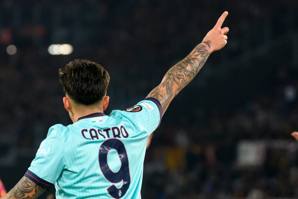 Santiago Castro of Bologna FC gestures during the UEFA