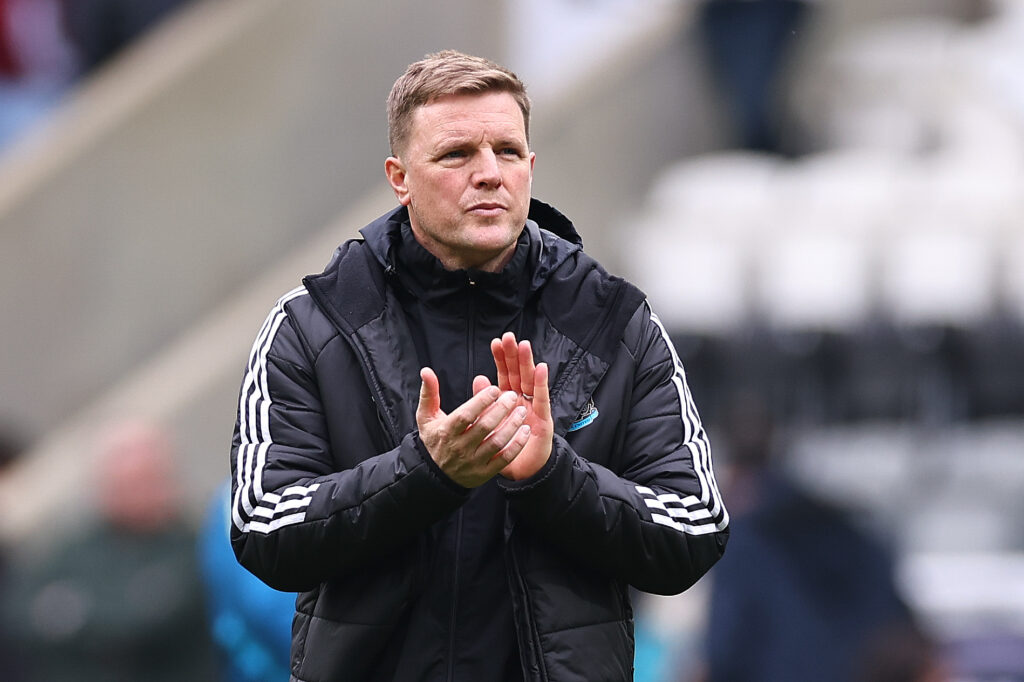 Eddie Howe looks dejected after Newcastle United lose to Sunderland.