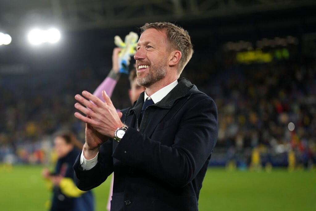 Graham Potter, Head Coach of Sweden, applauds the fans after the team's victory in the FIFA World Cup 2026 European Qualifiers KO play-offs match between Ukraine and Sweden
