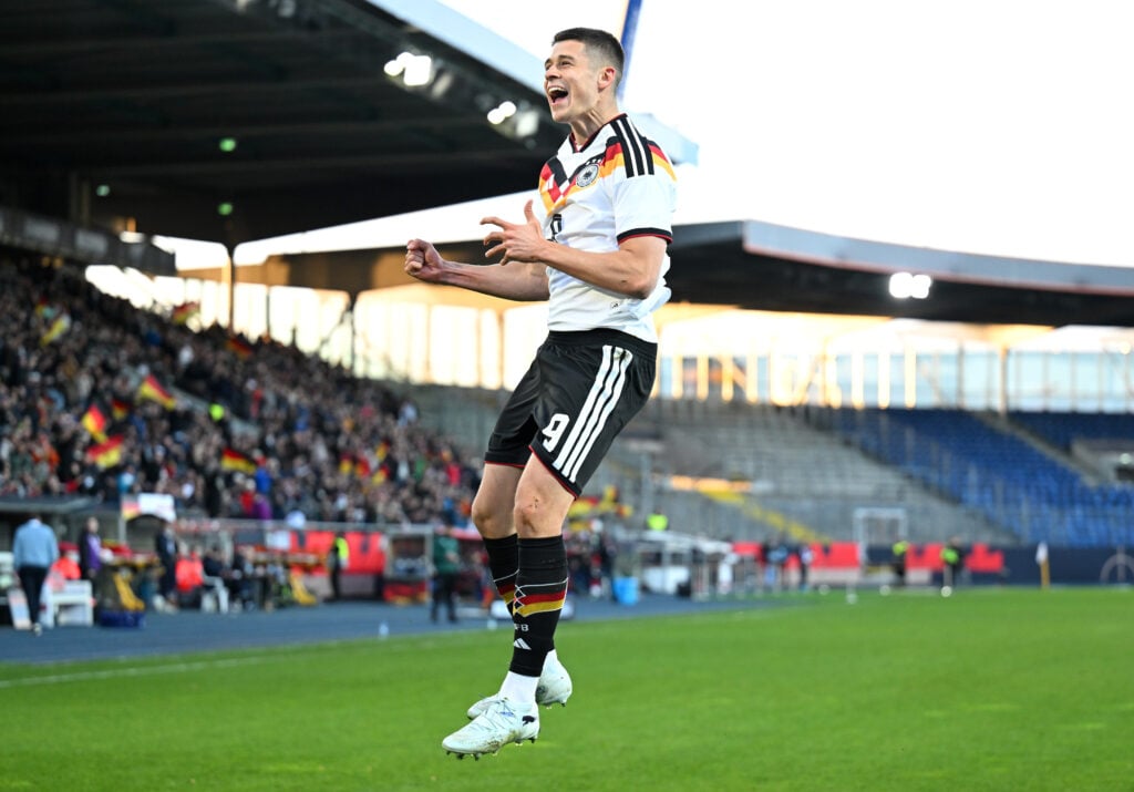 Nicolo Tresoldi celebrates after scoring for Germany u21s