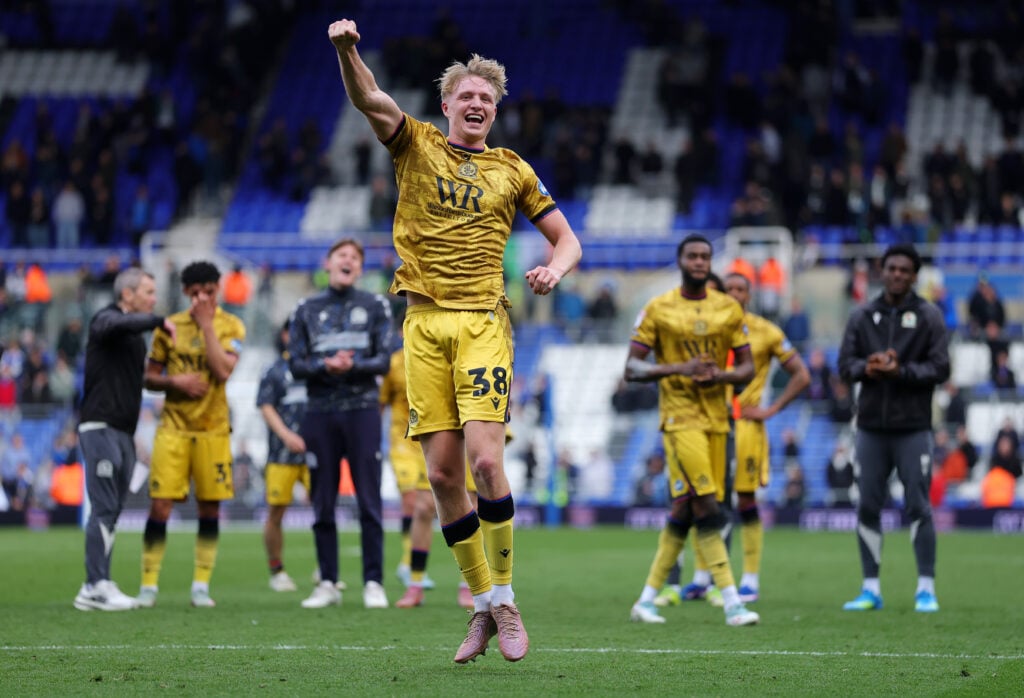 Tom Atcheson celebrates Blackburn win.