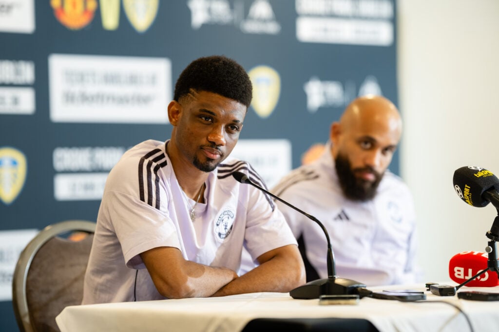 Amad and Bryan Mbeumo at the press conference in Ireland