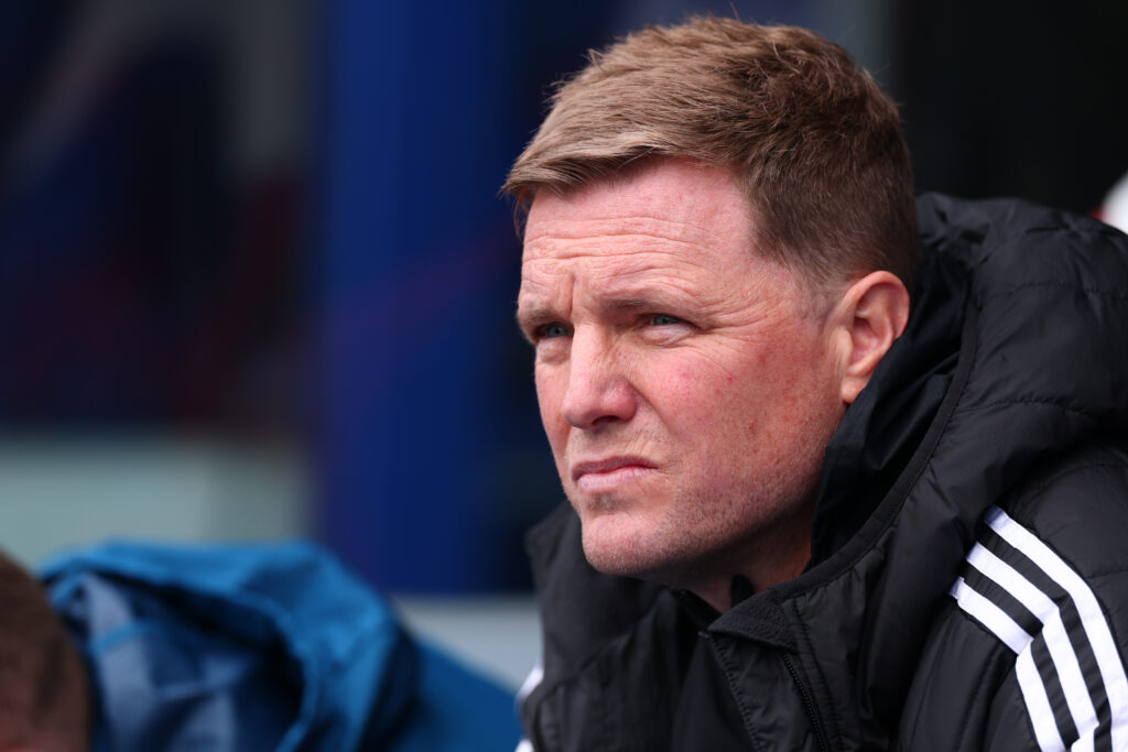 Eddie Howe during the Premier League match between Newcastle United and Crystal Palace.