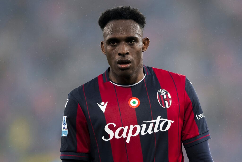 Jhon Lucumi of Bologna FC looks on during the Serie A