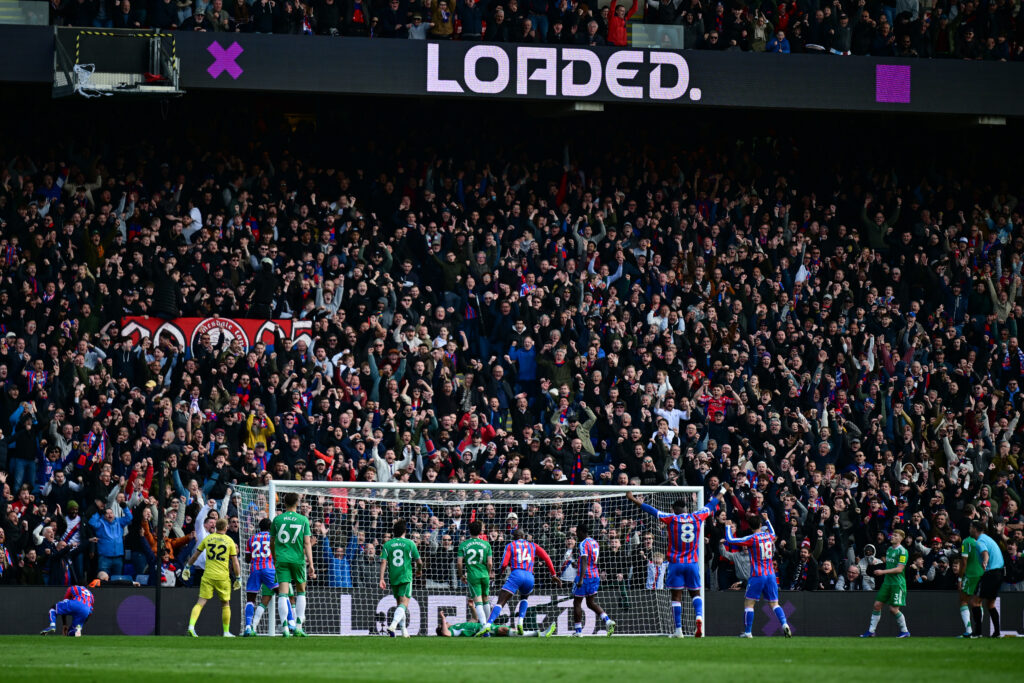 Crystal Palace players celebrate after scoring against Newcastle United in the Premier League.