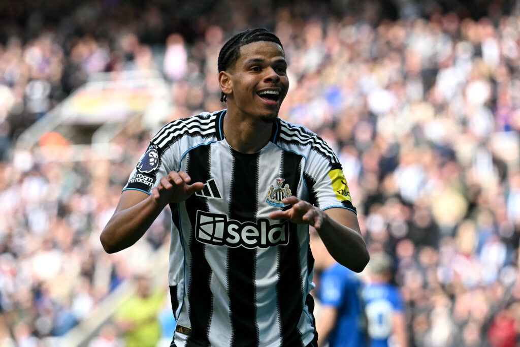 William Osula celebrates after scoring for Newcastle United against Bournemouth.