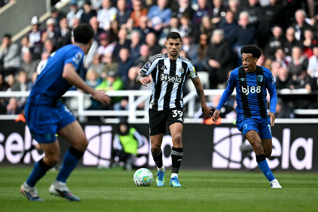 Bruno Guimaraes playing for Newcastle United against Bournemouth.