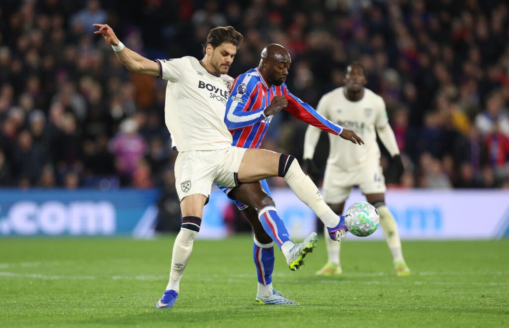 Jean-Philippe Mateta and Konstantinos Mavropanos - Crystal Palace v West Ham United - Premier League