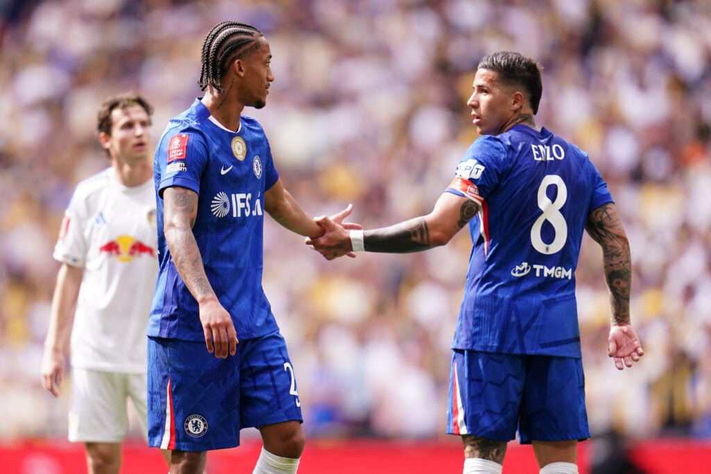 Joao Pedro of Chelsea and Enzo Fernandez of Chelsea
