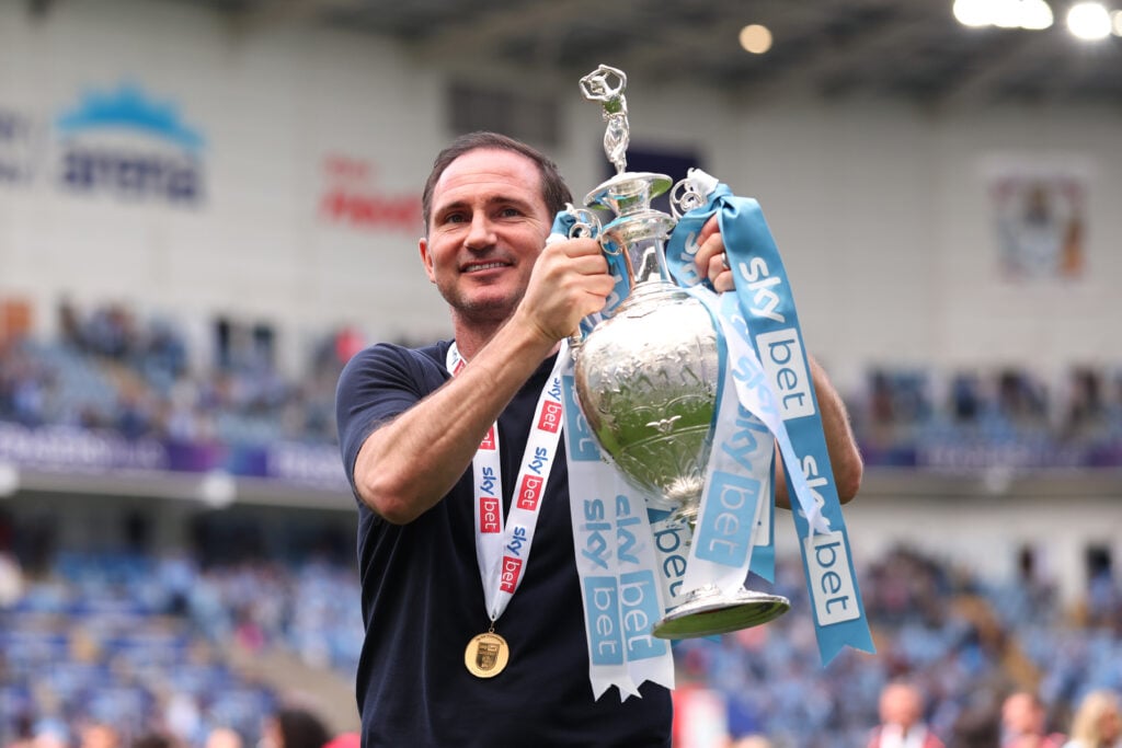 Coventry City Manager Frank Lampard celebrates