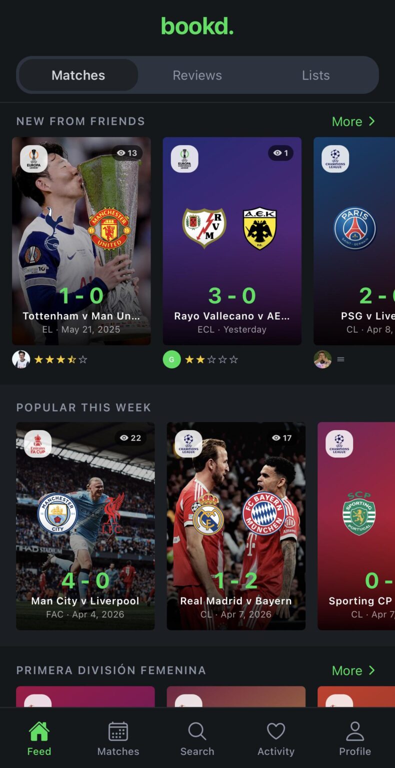 I just launched Bookd. The Letterboxd of Football