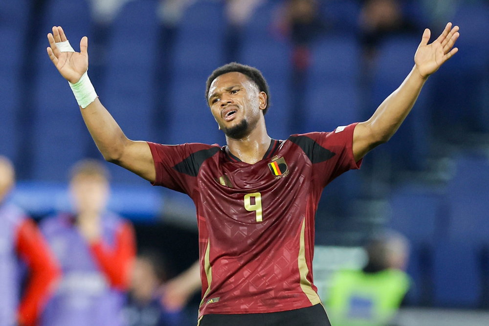 Leeds United target Lois Openda playing for Belgium