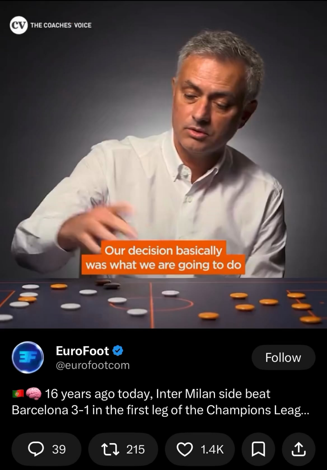 Mourinho explains how he beat prime Barca & Messi